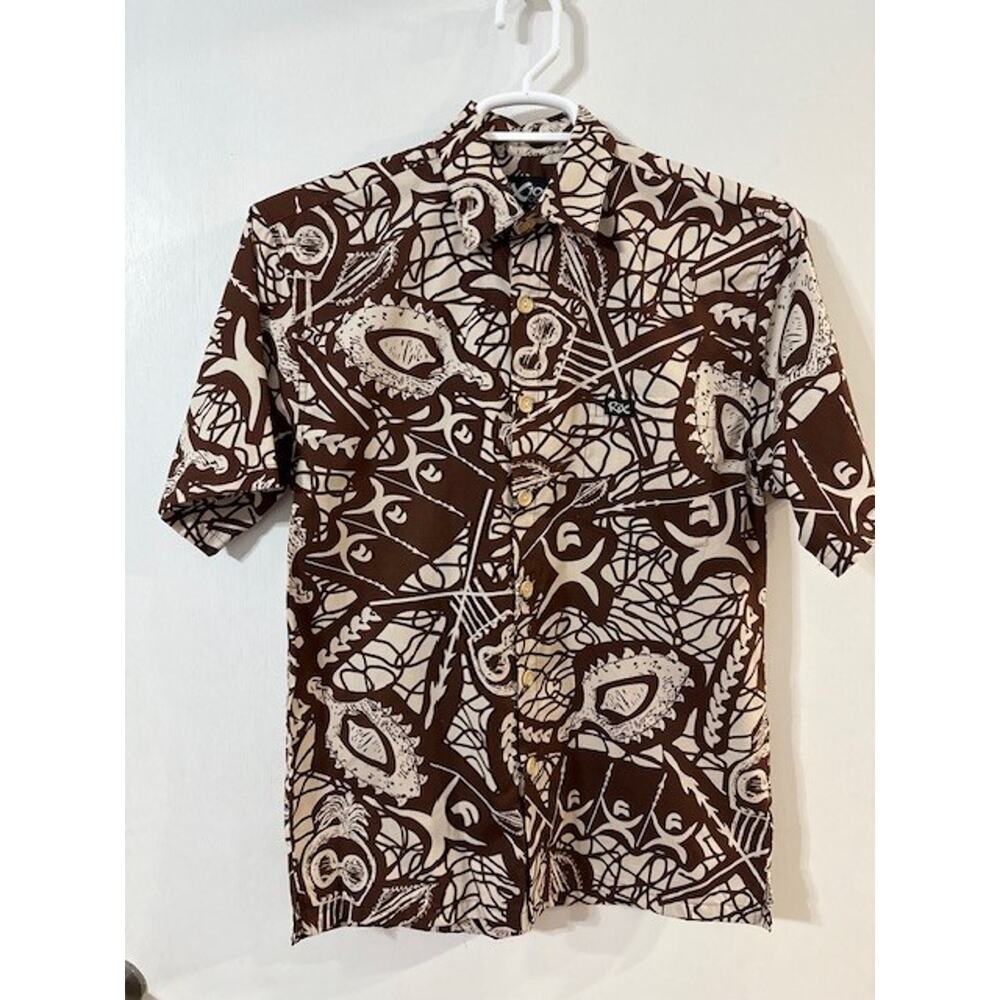 NWOT RIX Men's Tribal Print Button Up Short Sleeve Shirt-Size X-Small